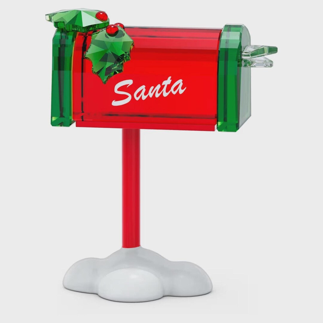 Sparkling Swarovski Crystal Holiday Cheers Santa Mailbox Figurine ...