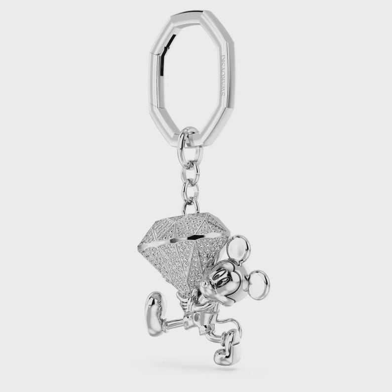 Swarovski Crystal Disney Mickey Mouse Key Ring Rhodium Plated image 1