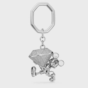 Swarovski Crystal Disney Mickey Mouse Key Ring Rhodium Plated image 3