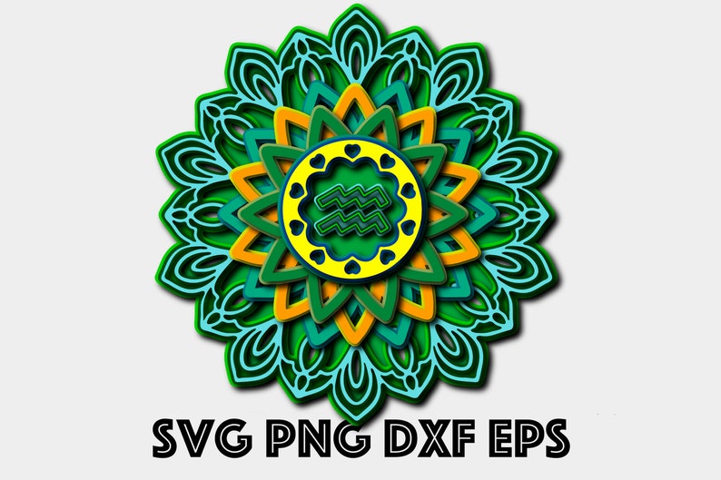 Download Aquarius Gemini 3d Mandala Svg Zodiac Multi Layered Svg Etsy