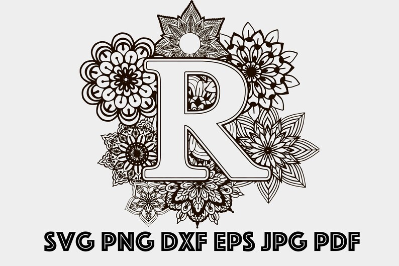 Download Letter R Mandala SVG Monogram Svg Monogram Alphabet Svg | Etsy