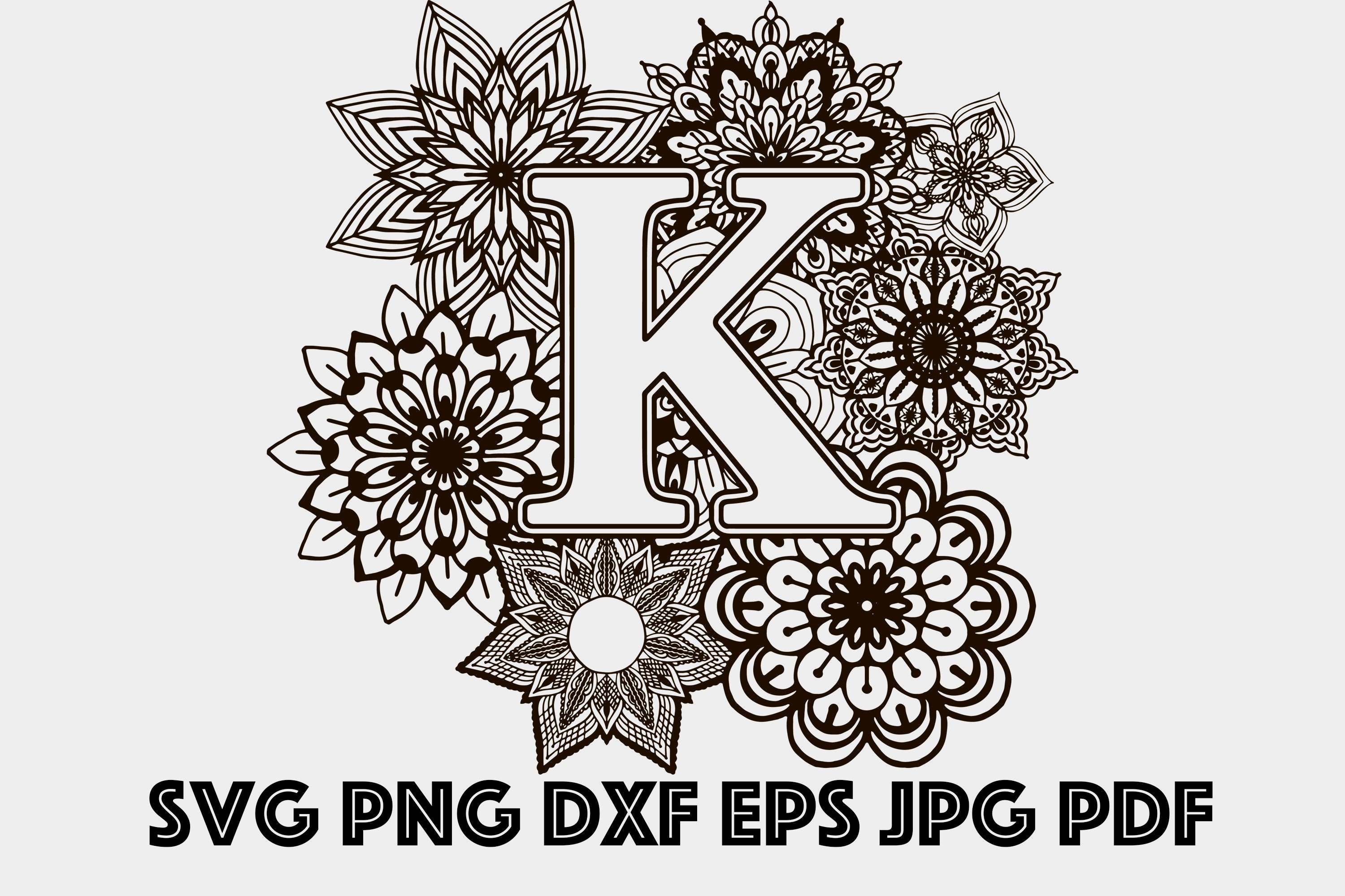 Download Letter K Mandala SVG Monogram Svg Monogram Alphabet Svg | Etsy
