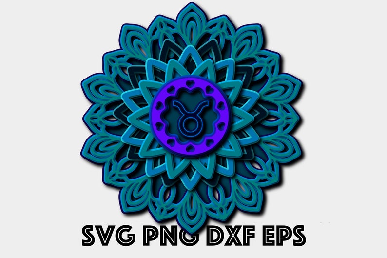 Download Taurus 3d Mandala Svg Zodiac Multi Layered Svg Layered Cut Etsy
