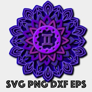 Mandala Svg Mandala Zodiac Gemini Gemini Svg Zodiac Etsy