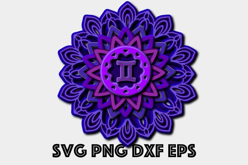 Download Gemini 3d Mandala Svg Zodiac Multi Layered Svg Layered Cut Etsy