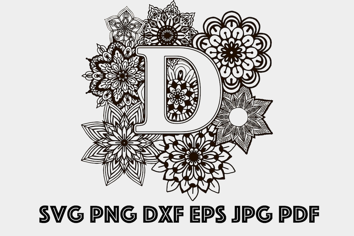 Letter D Mandala Svg Monogram Svg Monogram Alphabet Svg Etsy