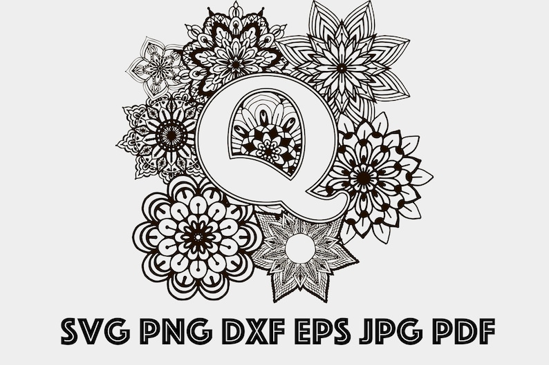 Download Letter Q Mandala SVG Monogram Svg Monogram Alphabet Svg | Etsy