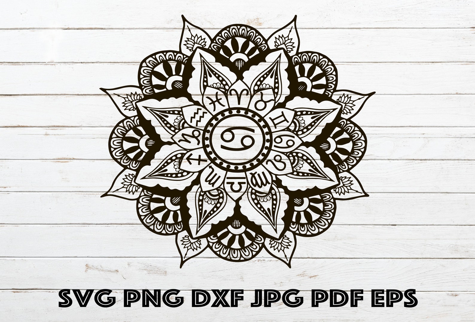 Mandala Cancer Svg File Mandala Zodiac SVG PNG DXF Cancer | Etsy