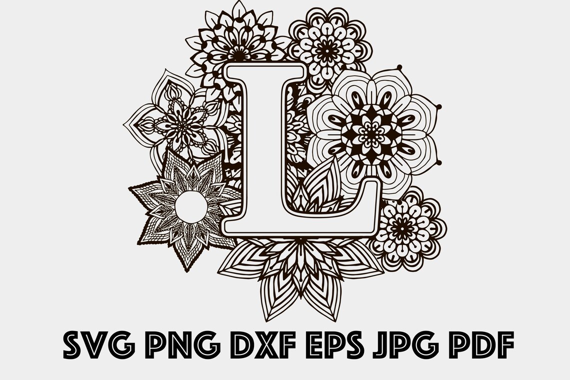 Download Letter L Mandala SVG Monogram Svg Monogram Alphabet Svg | Etsy