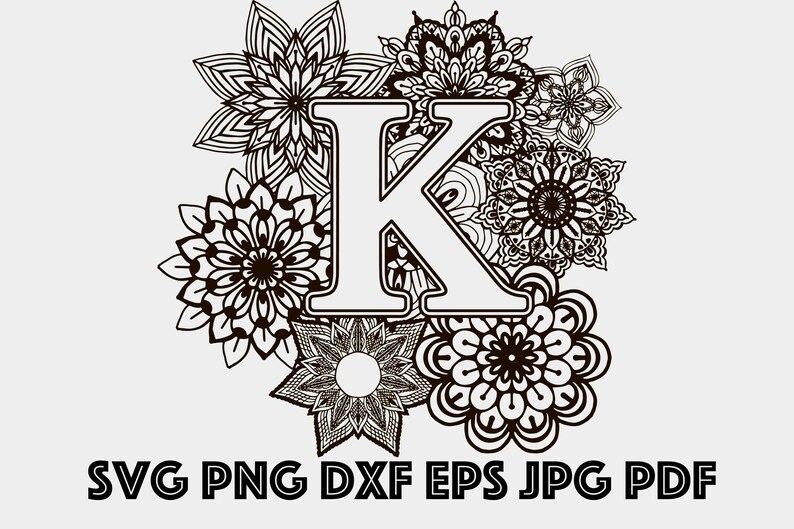 Download Letter K Mandala SVG Monogram Svg Monogram Alphabet Svg | Etsy