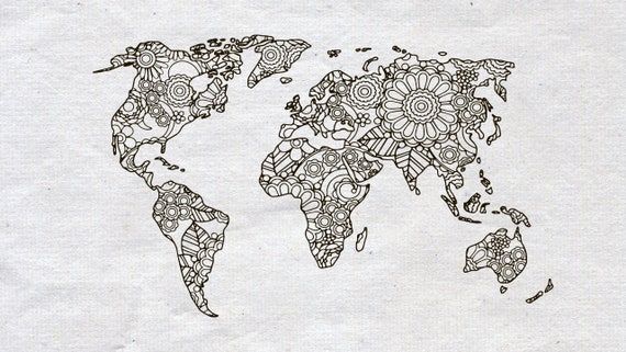 Download Mandala Svg World Map Svg World Svg Travel Svg Mandala Etsy
