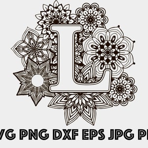 Download Letter L Mandala SVG Monogram Svg Monogram Alphabet Svg | Etsy