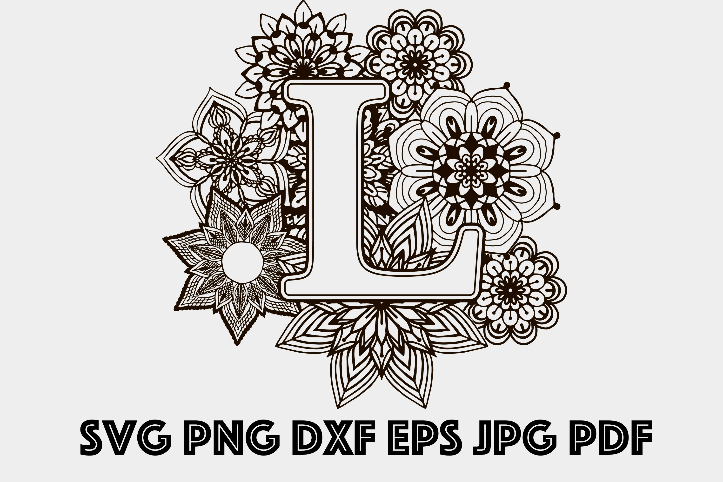 Download Letter L Mandala SVG Monogram Svg Monogram Alphabet Svg | Etsy