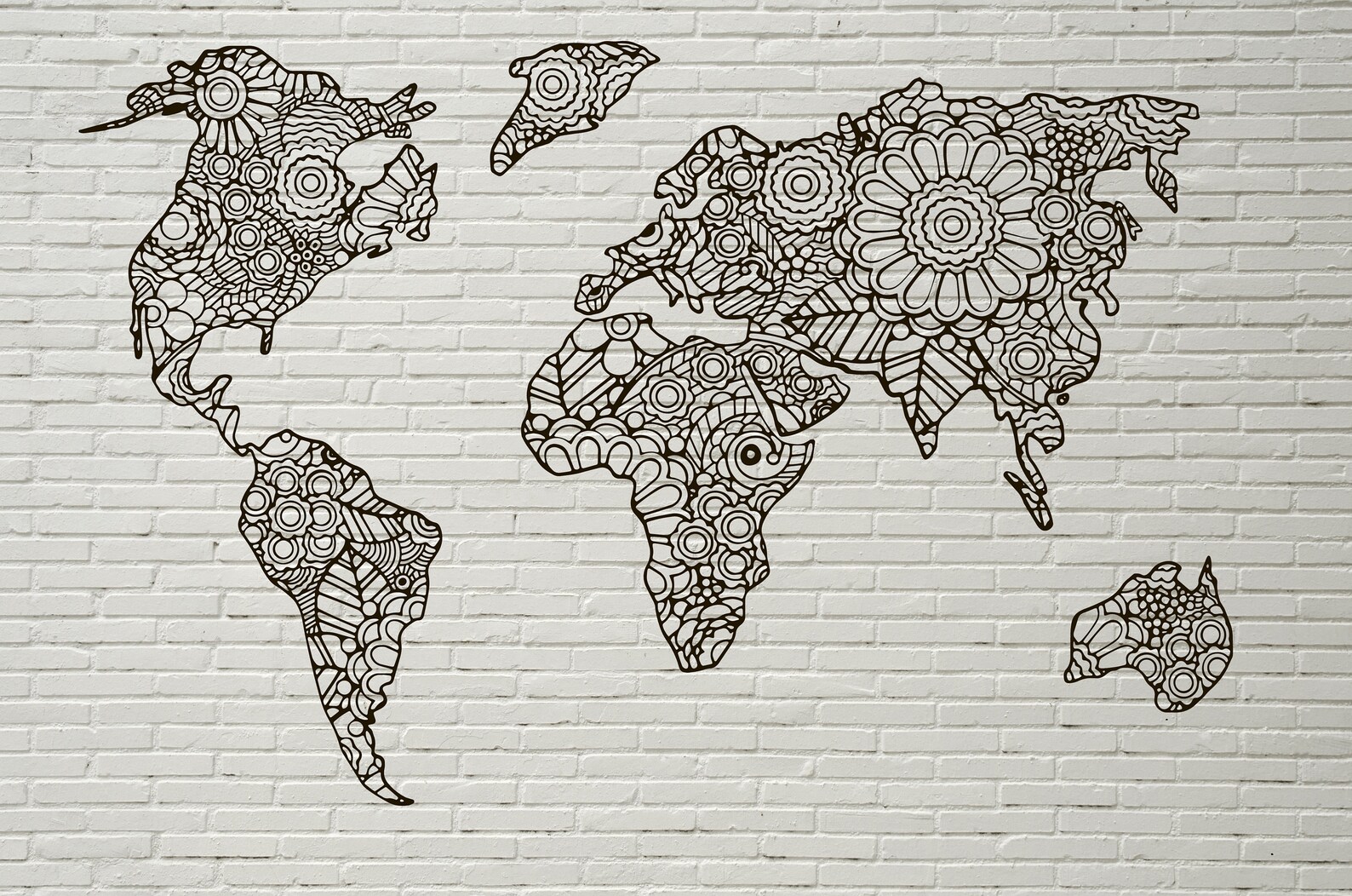 Mandala svg world map svg world svg travel svg mandala | Etsy