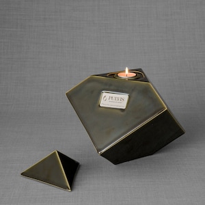 Cremation Urn for Ashes &quot;Abstract&quot; - Large /Oily Green/Ceramic