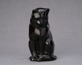 Neko Pet Urn for Ashes - Lamp Black / Ceramic Cat Urn