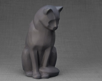 Neko Pet Urn for Ashes - Grey Matte / Ceramic Cat Urn