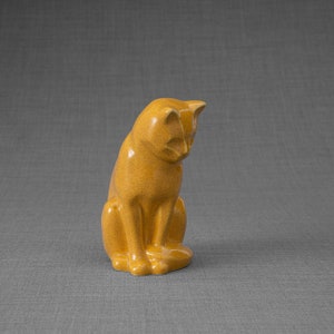Mini Pet Urn for Ashes Neko - Amber Yellow / Ceramic / Handmade Cat Urn