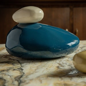 Cremation Urn for Ashes &quot;Stone&quot; - Large/Light Cobalt/Ceramic