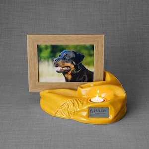 Cremation Urn &quot;Cozy&quot; - Amber Yellow | Ceramic Picture Frame Urn