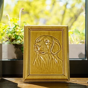 Labrador Pet Urn for Ashes  - Amber Yellow/Ceramic