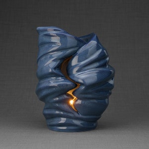 Art Urn for Ashes &quot;Light&quot; - Large/Blue Melange/Ceramic