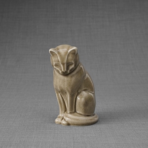 Mini Pet Urn for Ashes Neko - Beige Grey / Ceramic / Handmade Cat Urn