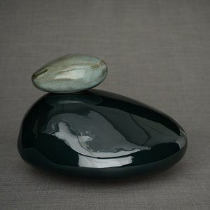 Cremation Urn for Ashes &quot;Stone&quot; - Large | Oxide Green | Ceramic Urn
