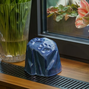 Paw Print Urn For Pet Ashes - Blue Melange/ Ceramic Pet Urn