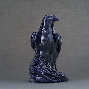 Eagle Memorial For Cremation Ashes  - Large | Cobalt Metallic | Ceramic