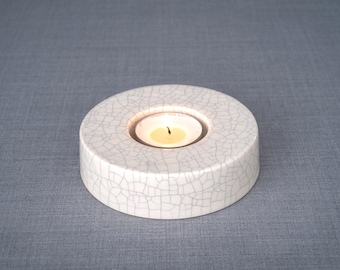 Crackle Glazed Ceramic Candle Holder, Tea Light Candle Holder, Handmade Memorial Candleholder, Small Pottery Candleholder | Caleo,Craquelure