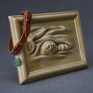 Hunde-Einäscherungsurne für Asche - Dark Sand/Keramik