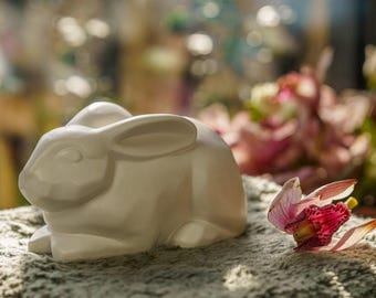 Rabbit Urn For Ashes ~ White Matte Ceramic Bunny Shaped Urn Suitable for Home and Outdoors Ideal for Garden Memorial