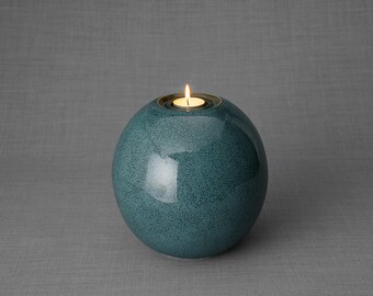 Handmade Cremation Urn "Harmony" - Large |Oily Green Melange  | Ceramic