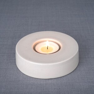 Handmade Ceramic Tealight Candle Holder ~ Modern Candle Holder, Minimalist Decor ~ Housewarming Gift | Caleo, Off White