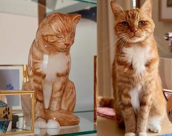 Custom Cat Urn from Photo ~ Hand Painted Memorial Ceramic Pet Urn for Ashes ~ Keepsake Pet Urn for Pet Loss Gift