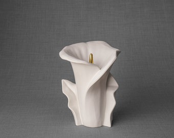 Calla Flower Memorial Urn for Ashes - Medium / White Matte