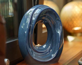 Ceramic Funeral Urn for Human Ashes with Inner Coating® ~ Medium Round Cremation Urn ~ Elegant Memorial Urn