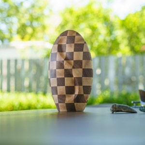 Checked Wooden Urn for Ashes &quot;Eternity&quot; - Genuine Walnut & Beech