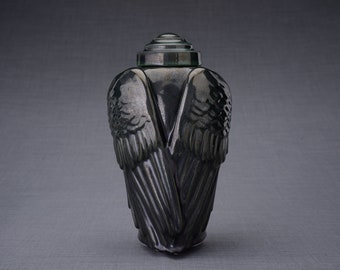 Cremation Urn for Ashes "Wings" - Large/Black Melange/Ceramic