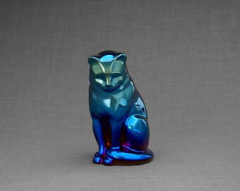 Neko Pet Urn for Ashes - Glossy Blue / Ceramic / Handmade