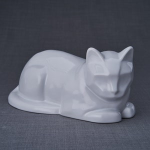 Cat Cremation Urn for Ashes - White/Ceramic