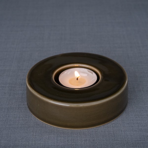 Handmade Candleholder for Cremation Urns "Caleo" - Oily Green/Ceramic