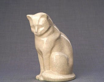 Cat Crackle Glaze Cat Urn for Ashes - Ceramic Pet Urn in Japanese Style ~ Memorial Keepsakes | Neko Craquelure