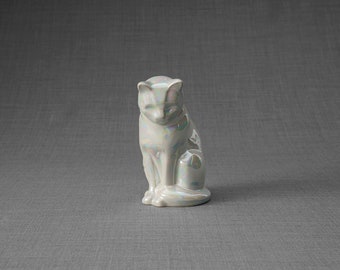 Mini Pet Urn for Ashes Neko - Pearly White / Ceramic / Handmade