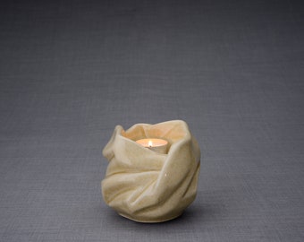 Cremation Keepsake Urn For Ashes With Candle - Light Sand/Ceramic