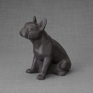 French Bulldog Pet Urn - Grey Matte | Ceramic Dog Urn