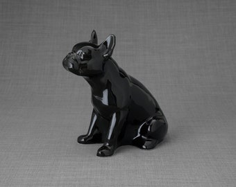 French Bulldog Pet Urn - Lamp Black | Ceramic Dog Urn