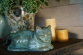 Cat Cremation Urn for Ashes - Oily Green Melange | Ceramic Pet Urn product logo