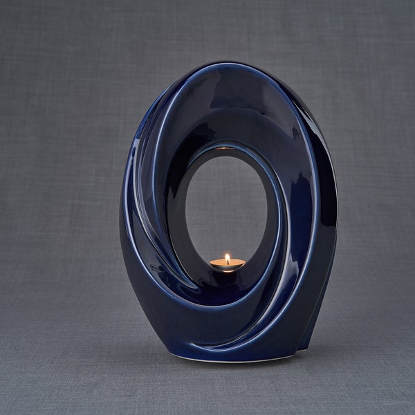 Cremation Urn for Ashes "The Passage" - Large/Cobalt Metallic/Ceramic